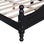 Struttura Letto a Piattaforma in Legno di Pino in Stile Retrò con Testiera e Pediera, Supporto a Doghe in Legno