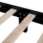 Struttura Letto a Piattaforma in Legno di Pino in Stile Retrò con Testiera e Pediera, Supporto a Doghe in Legno
