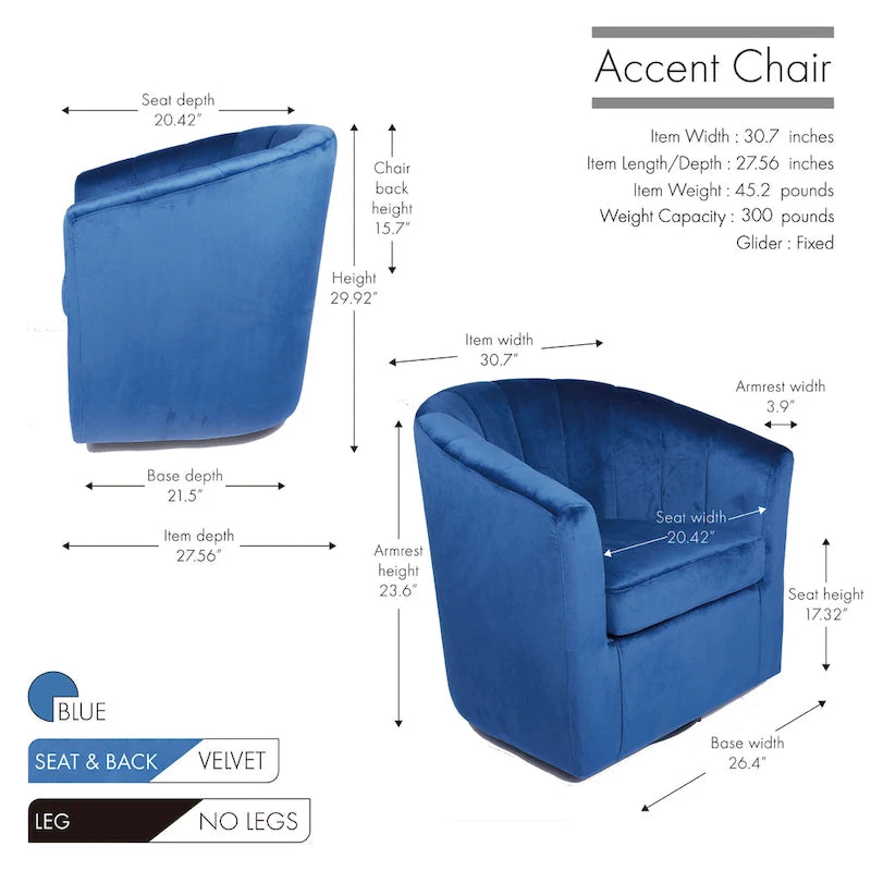 Poltrona Club girevole in velluto con cuscino removibile - Supporto ergonomico, capacità 136 kg