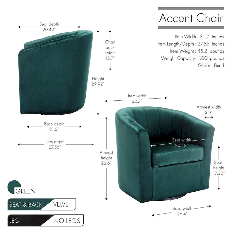 Poltrona Club girevole in velluto con cuscino removibile - Supporto ergonomico, capacità 136 kg