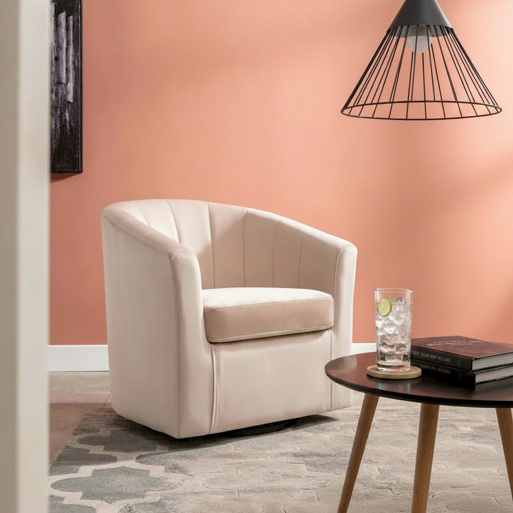 Poltrona Club girevole in velluto con cuscino removibile - Supporto ergonomico, capacità 136 kg