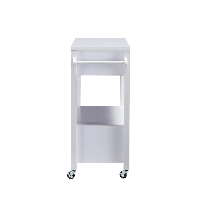 Carrello da portata moderno a 2 cassetti con portasciugamani e ripiano aperto