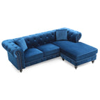 Divano in Velluto con Chaise Componibile e 2 Cuscini Decorativi – 3 Posti