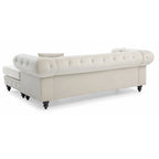 Divano in Velluto con Chaise Componibile e 2 Cuscini Decorativi – 3 Posti