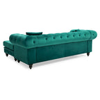 Divano in Velluto con Chaise Componibile e 2 Cuscini Decorativi – 3 Posti