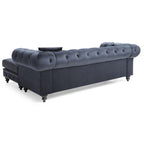 Divano in Velluto con Chaise Componibile e 2 Cuscini Decorativi – 3 Posti