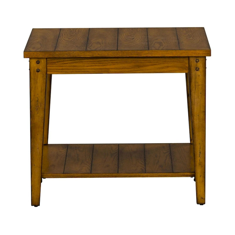 Tavolino Lampada Quadrato Oak con Ripiano Inferiore – 27" x 27"