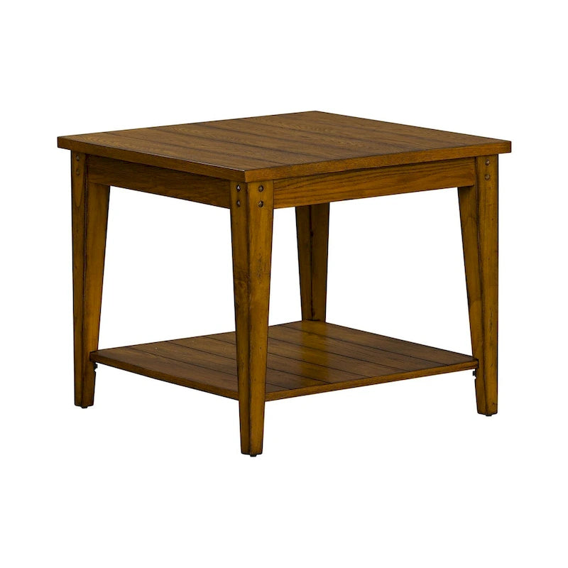 Tavolino Lampada Quadrato Oak con Ripiano Inferiore – 27" x 27"