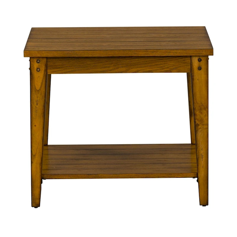 Tavolino Lampada Quadrato Oak con Ripiano Inferiore – 27" x 27"