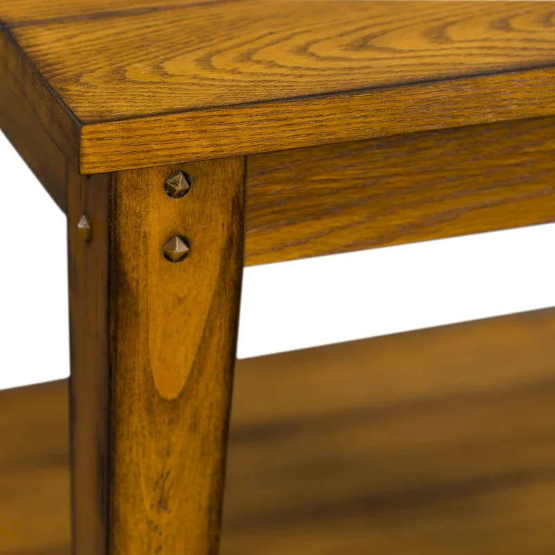 Tavolino Lampada Quadrato Oak con Ripiano Inferiore – 27" x 27"