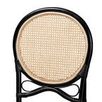 Sedia da pranzo artigianale Mid-Century Modern in rattan – Nera e Marrone Naturale