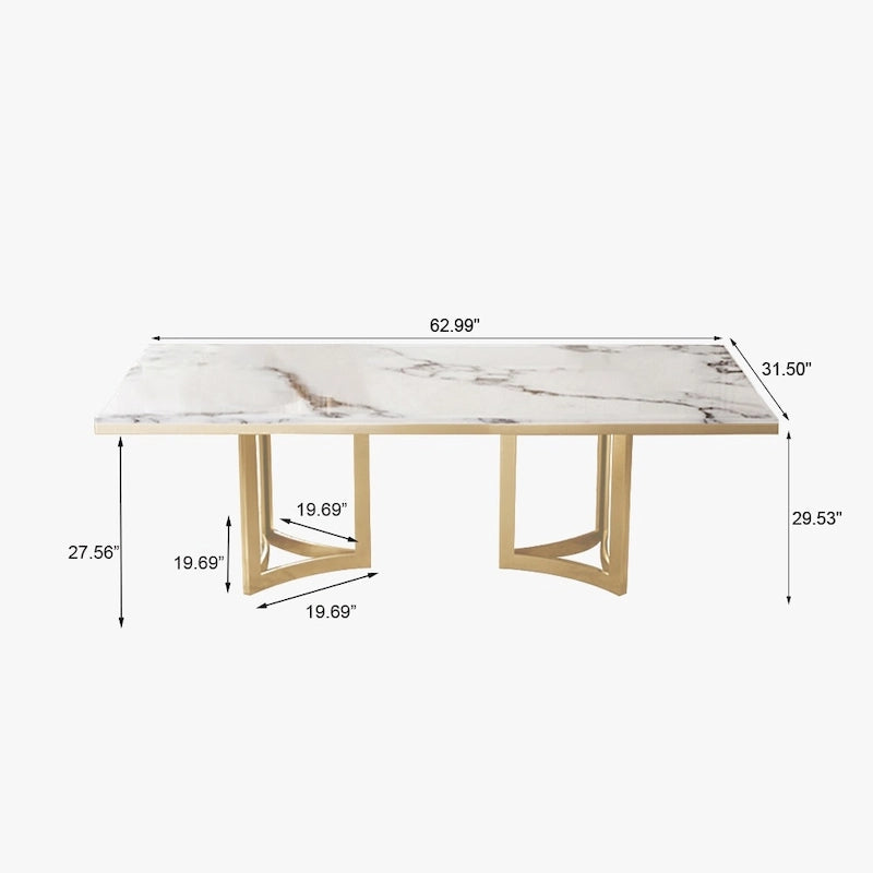 Tavolo da pranzo moderno in marmo da 160 cm con gambe in acciaio inossidabile dorato