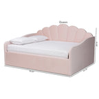 Letto a giorno moderno in velluto con bordi smerlati – Rosa chiaro