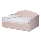 Letto a giorno moderno in velluto con bordi smerlati – Rosa chiaro