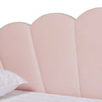 Letto a giorno moderno in velluto con bordi smerlati – Rosa chiaro