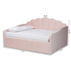 Letto a giorno moderno in velluto con bordi smerlati – Rosa chiaro