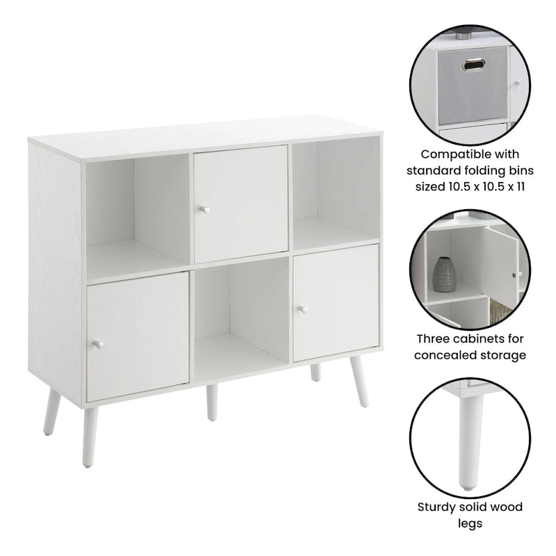 Madia Consolle Organizer a Cubo Mid-Century con 3 Scomparti e 3 Armadietti
