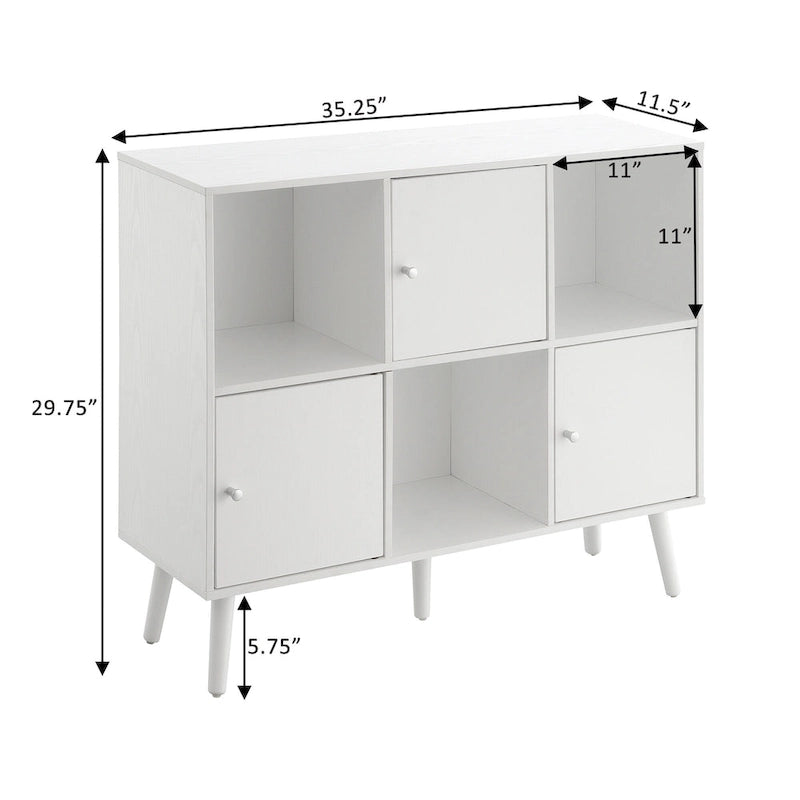 Madia Consolle Organizer a Cubo Mid-Century con 3 Scomparti e 3 Armadietti