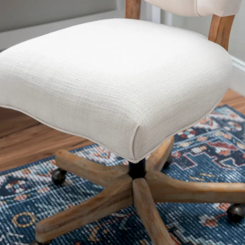Sedia da ufficio Tufted in pelle naturale – Altezza regolabile, girevole, stile classico