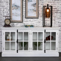 Mobile TV in rovere bianco a 4 ante con ante in vetro – 183 cm L x 91 cm A