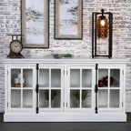 Mobile TV in rovere bianco a 4 ante con ante in vetro – 183 cm L x 91 cm A