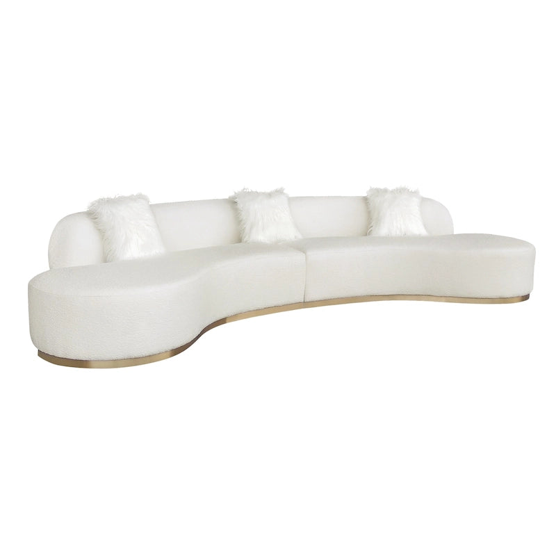 Divano scultoreo curvo con 3 cuscini – Bianco o Grigio