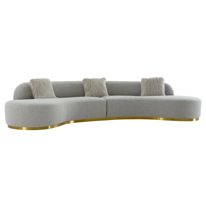 Divano scultoreo curvo con 3 cuscini – Bianco o Grigio