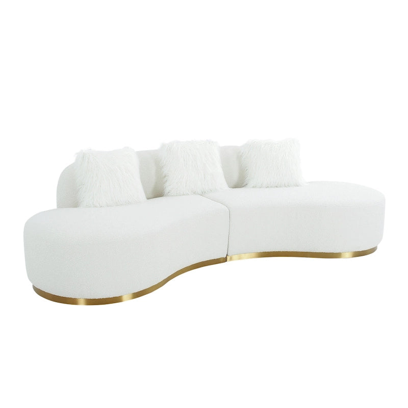 Divano scultoreo curvo con 3 cuscini – Bianco o Grigio