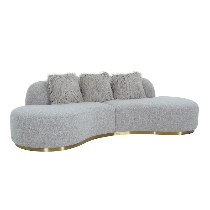 Divano scultoreo curvo con 3 cuscini – Bianco o Grigio