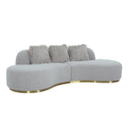 Divano scultoreo curvo con 3 cuscini – Bianco o Grigio