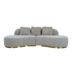 Divano scultoreo curvo con 3 cuscini – Bianco o Grigio