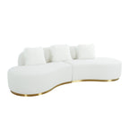 Divano scultoreo curvo con 3 cuscini – Bianco o Grigio