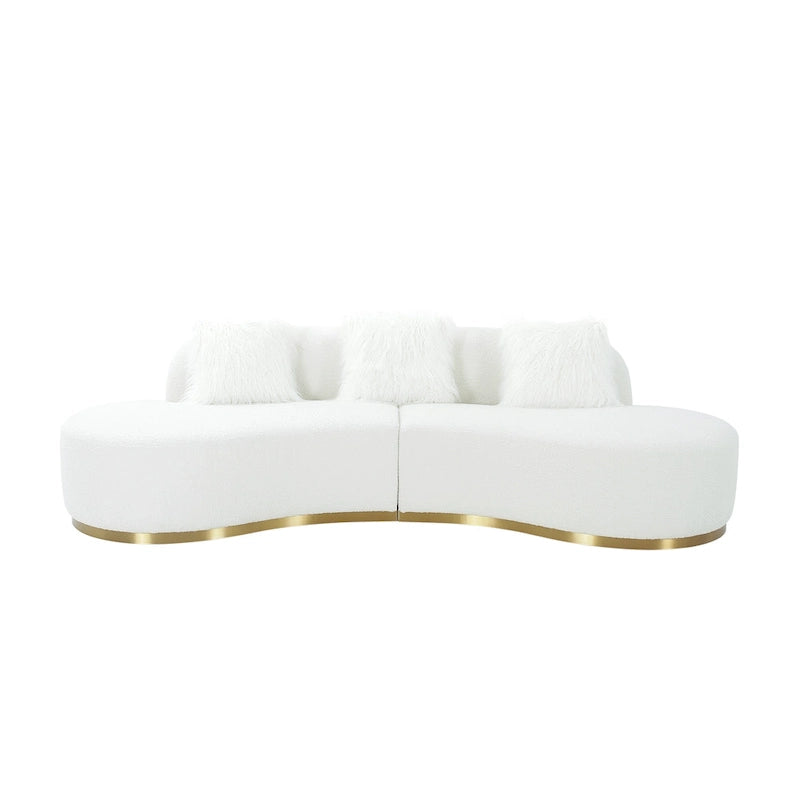 Divano scultoreo curvo con 3 cuscini – Bianco o Grigio