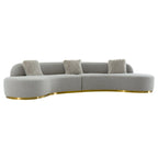 Divano scultoreo curvo con 3 cuscini – Bianco o Grigio