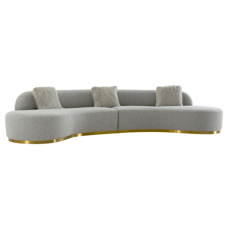 Divano scultoreo curvo con 3 cuscini – Bianco o Grigio