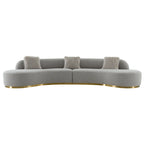Divano scultoreo curvo con 3 cuscini – Bianco o Grigio