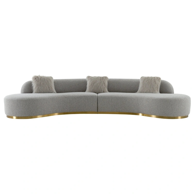 Divano scultoreo curvo con 3 cuscini – Bianco o Grigio