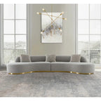 Divano scultoreo curvo con 3 cuscini – Bianco o Grigio