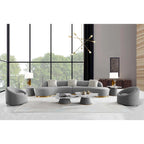 Divano scultoreo curvo con 3 cuscini – Bianco o Grigio