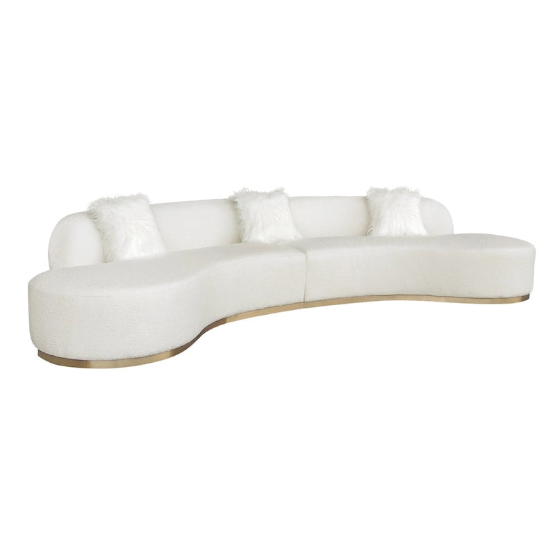 Divano scultoreo curvo con 3 cuscini – Bianco o Grigio