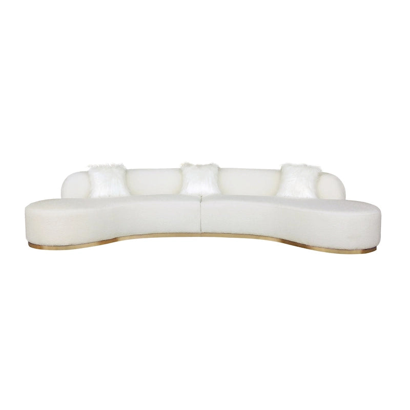 Divano scultoreo curvo con 3 cuscini – Bianco o Grigio