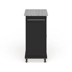 Carrello da cucina compatto con piano in granito, armadietto e cassetto – Finitura nera