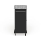 Carrello da cucina compatto con piano in granito, armadietto e cassetto – Finitura nera