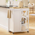 Carrello da Cucina con Isola, Cassetto, Armadietto e Ripiani a 3 Livelli
