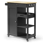 Carrello da Cucina con Isola, Cassetto, Armadietto e Ripiani a 3 Livelli