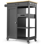 Carrello da Cucina con Isola, Cassetto, Armadietto e Ripiani a 3 Livelli