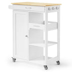 Carrello da Cucina con Isola, Cassetto, Armadietto e Ripiani a 3 Livelli