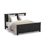 Letto king in legno nero con due comodini a giorno - Mogano massiccio stile artigianale