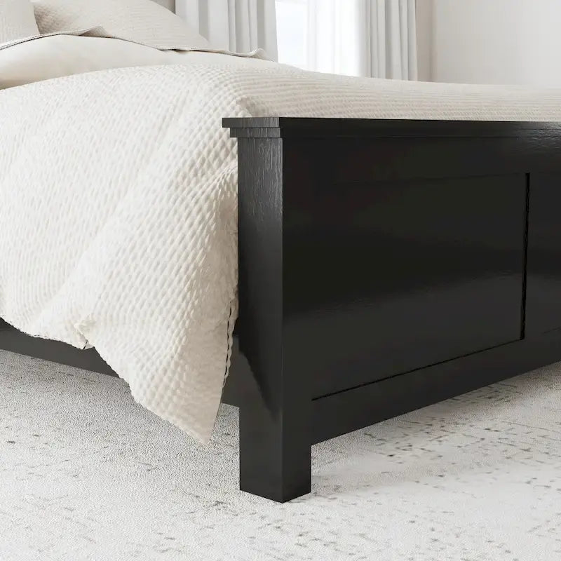 Letto king in legno nero con due comodini a giorno - Mogano massiccio stile artigianale