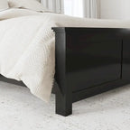 Letto king in legno nero con due comodini a giorno - Mogano massiccio stile artigianale